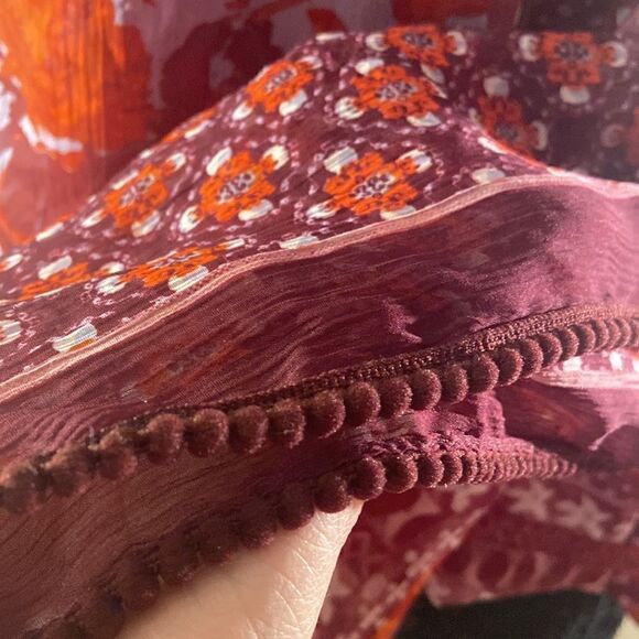 Maroon And Lilac Floral Infinity Scarf - Picture 4 of 4